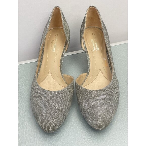 Naturalizer Shoes - Naturalizer Deva Pewter Glitter Womens heels size 7.5 M Comfort
